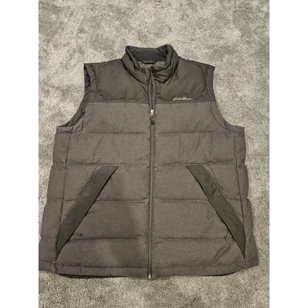 Eddie‎ Bauer Men's Down Puffer Vest Black Gray Xtra LARGE